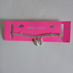 NWT Claire's x Sliving by Paris Hilton crystal choker necklace with butterfly